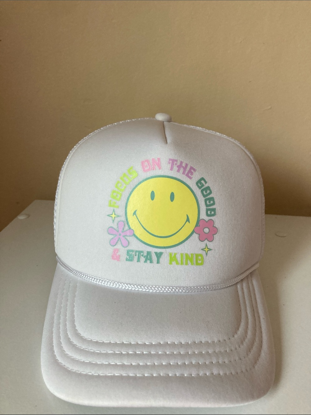 Stay Kind/Focus on the Good White Trucker Hat